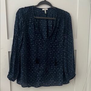 Joie Midnight Blue Textured Blouse